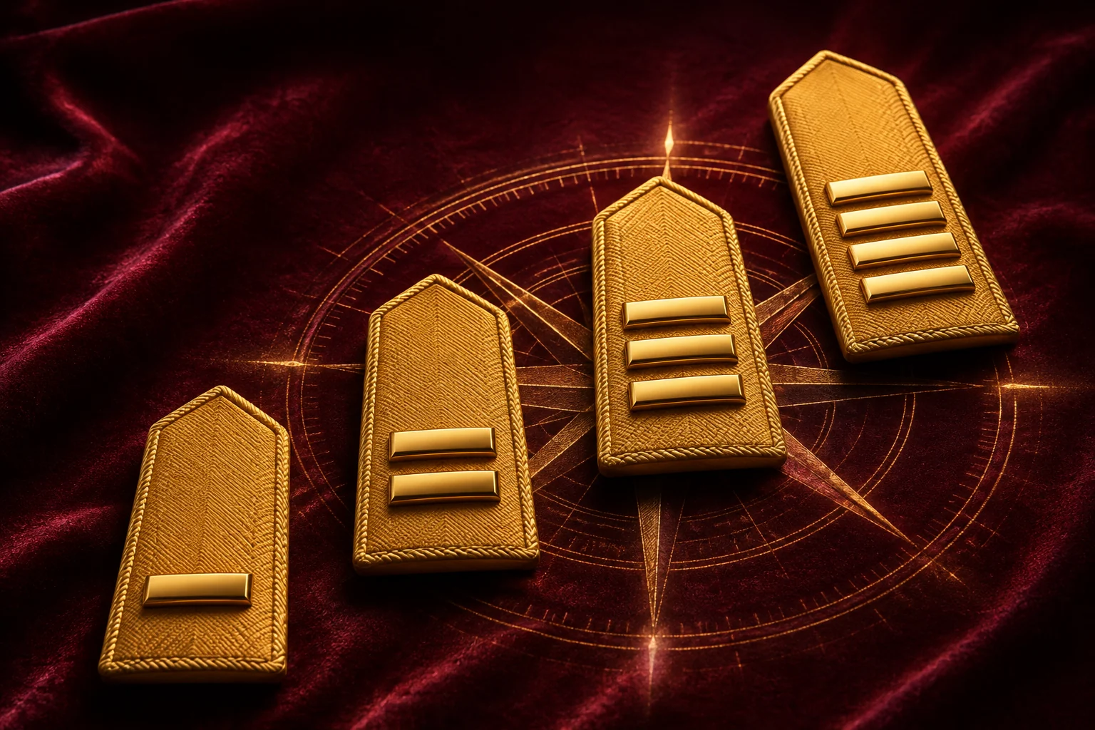 Rank progression from Cadet to Third Officer, Chief Officer and Captain